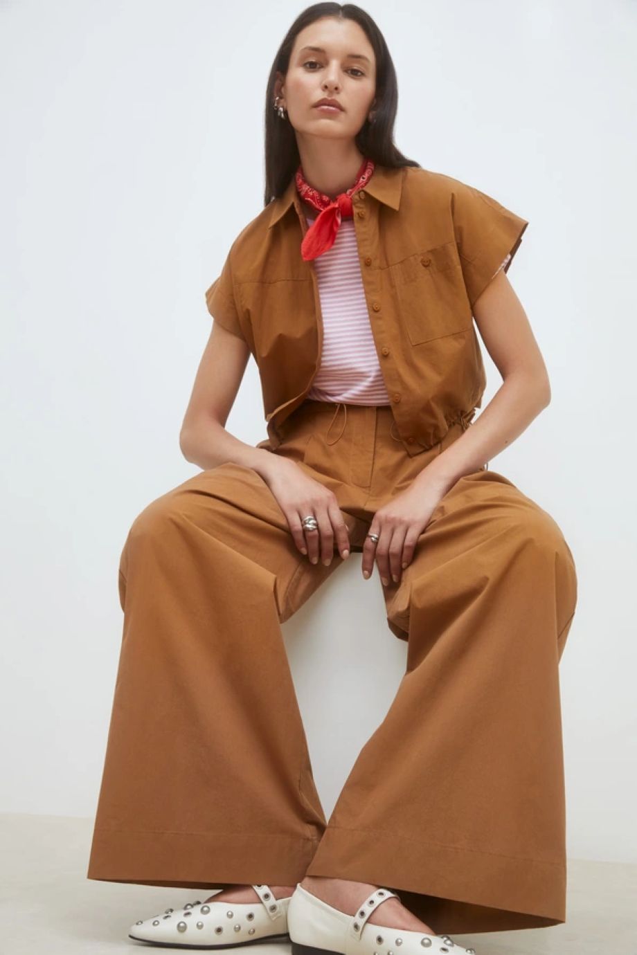 Suncoo Jayden Wide-Leg Drawstring Pant - Tabac