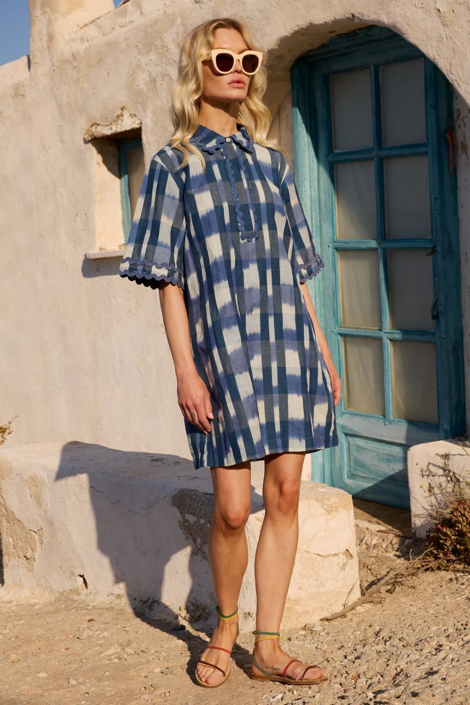 Oliphant Collard Shirt Dress Mini - Beckett Navy
