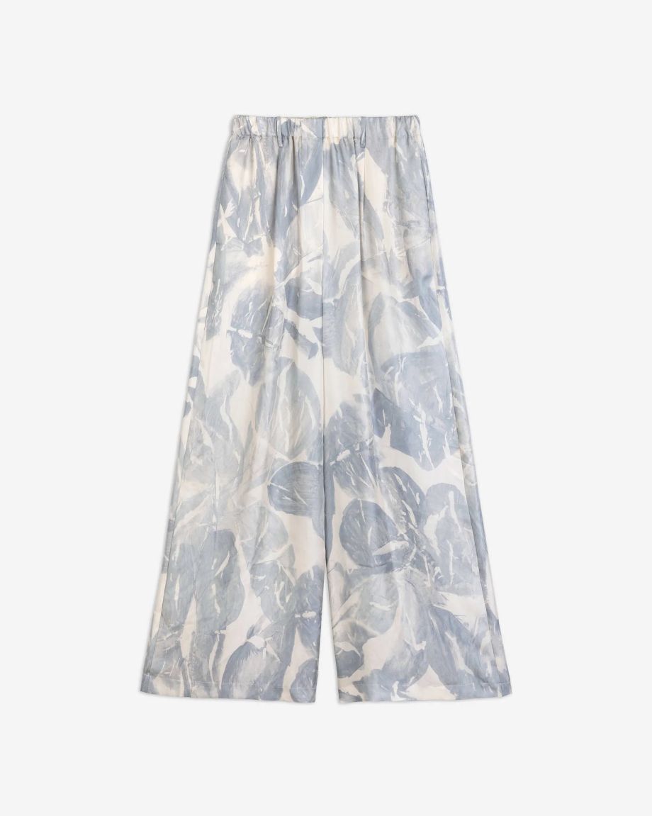 Alysi Brushed Print Silk Trousers - Sky
