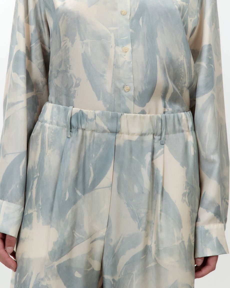 Alysi Brushed Print Silk Trousers - Sky