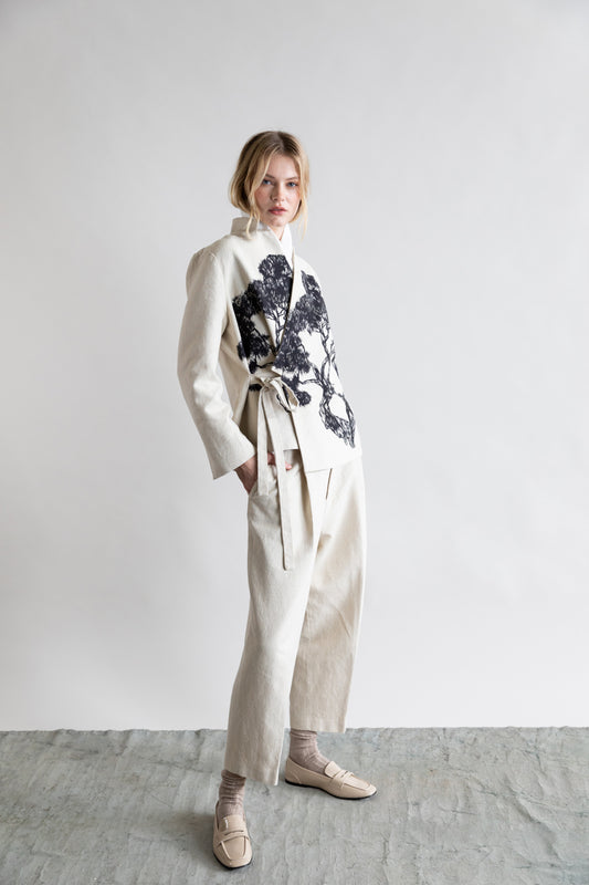 Psophia Crossed Kimono Jacket - Ivory