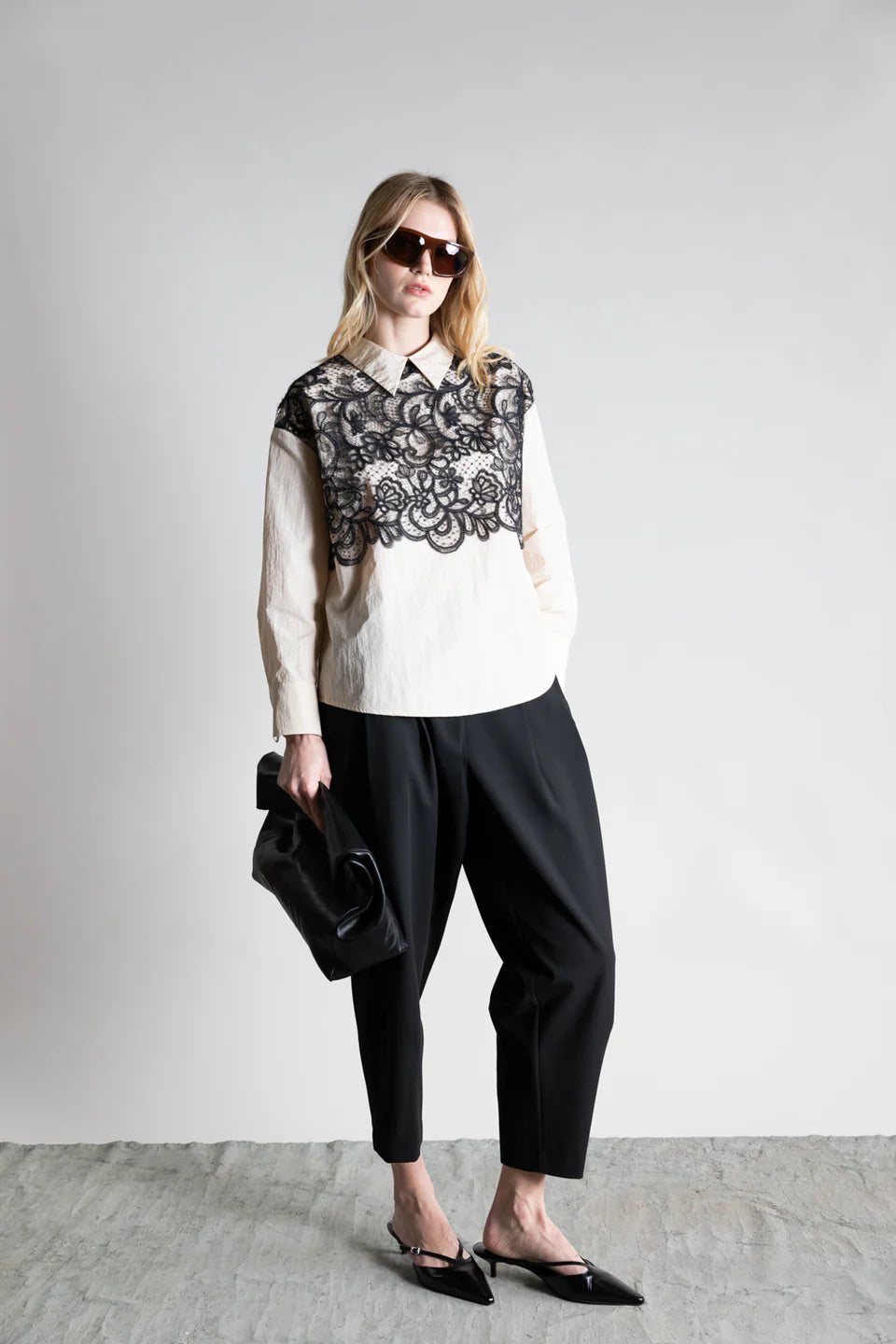 Psophia Lace Trimmed Blouse - Ivory