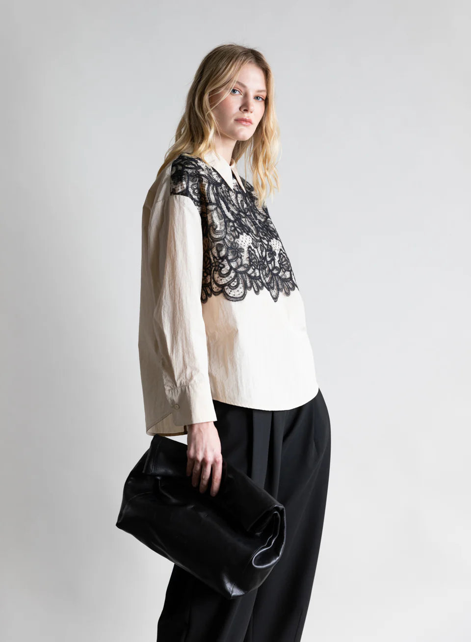 Psophia Lace Trimmed Blouse - Ivory