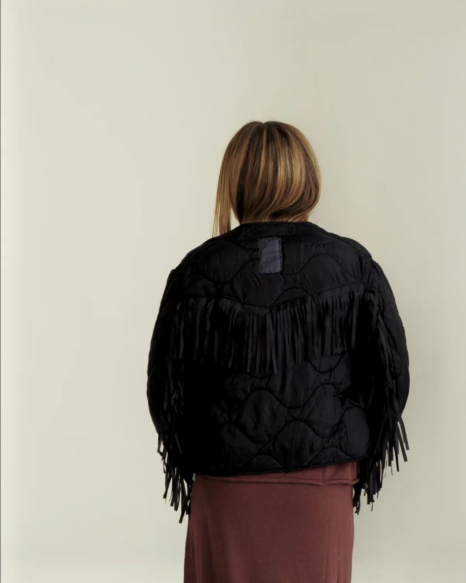 Sloppy Seconds Military Liner Jacket with Fringe - Black