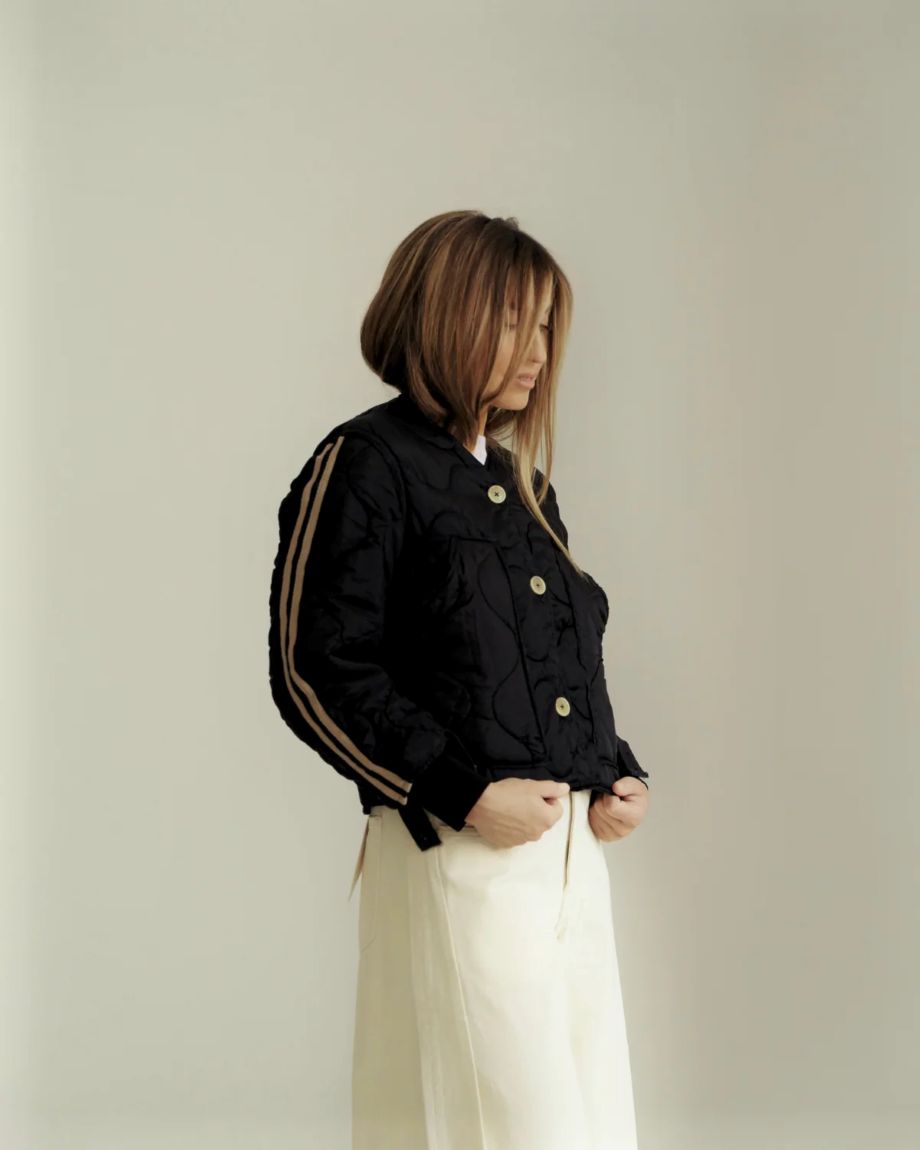 Sloppy Seconds Military Liner Jacket with Track Stripes - Black/Khaki