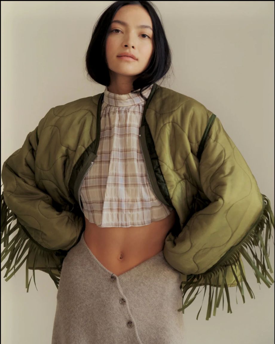 Sloppy Seconds Military Liner Jacket with Fringe - Green