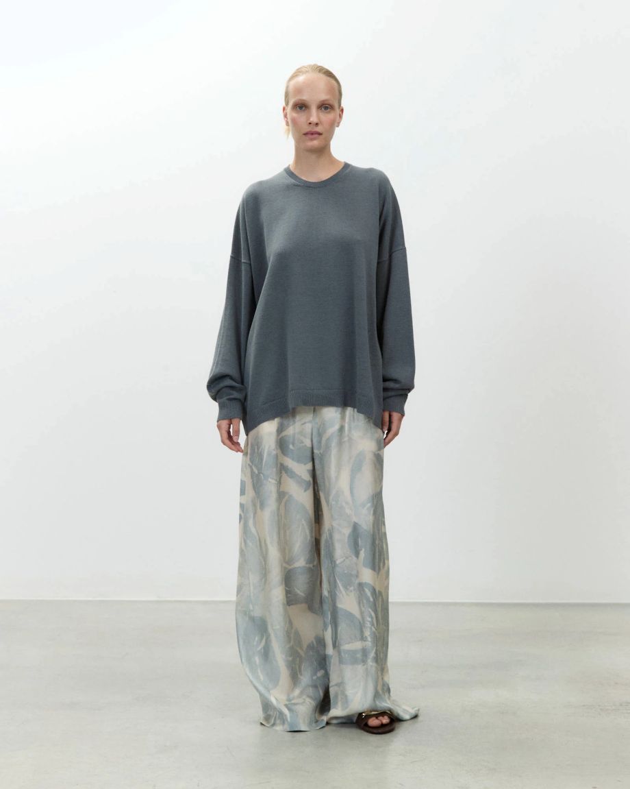 Alysi Brushed Print Silk Trousers - Sky