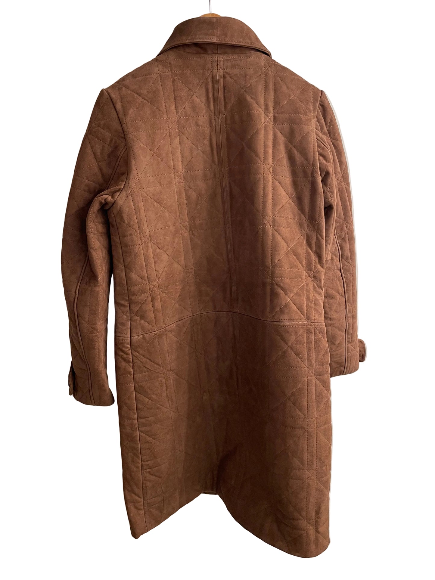 Chammomile Quilted Suede Car Coat - Brown