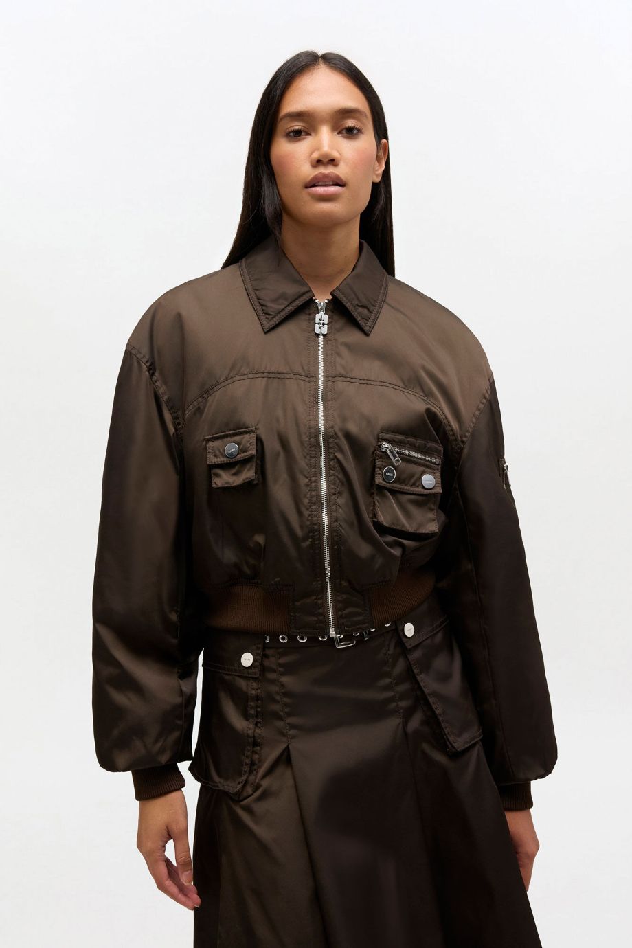Ganni Duchesse Nylon Bomber Jacket - Demitasse