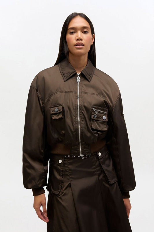 Ganni Duchesse Nylon Bomber Jacket - Demitasse
