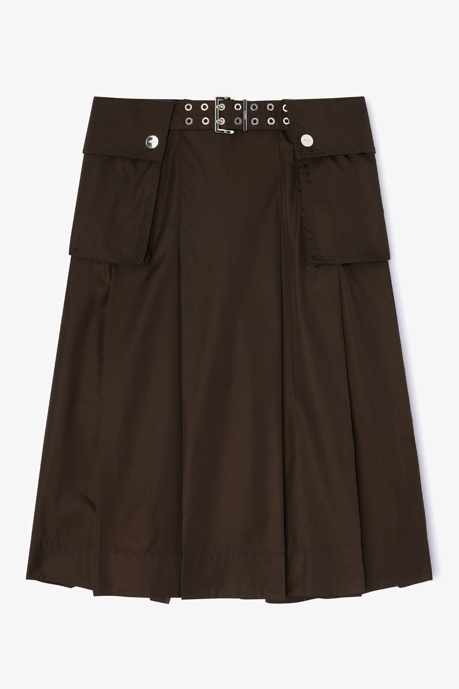 Ganni Duchesse Nylon Pleated Skirt - Demitasse