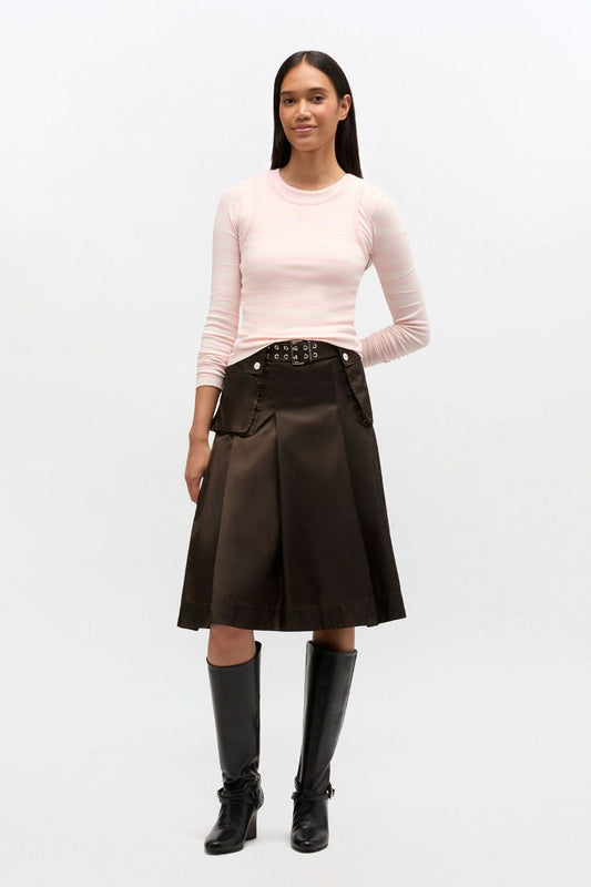 Ganni Duchesse Nylon Pleated Skirt - Demitasse