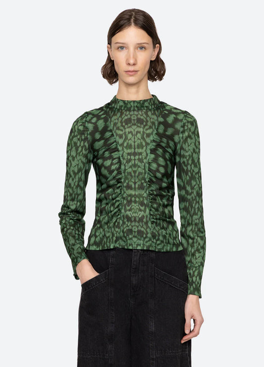 Sea-NY Claude Print Turtleneck - Green
