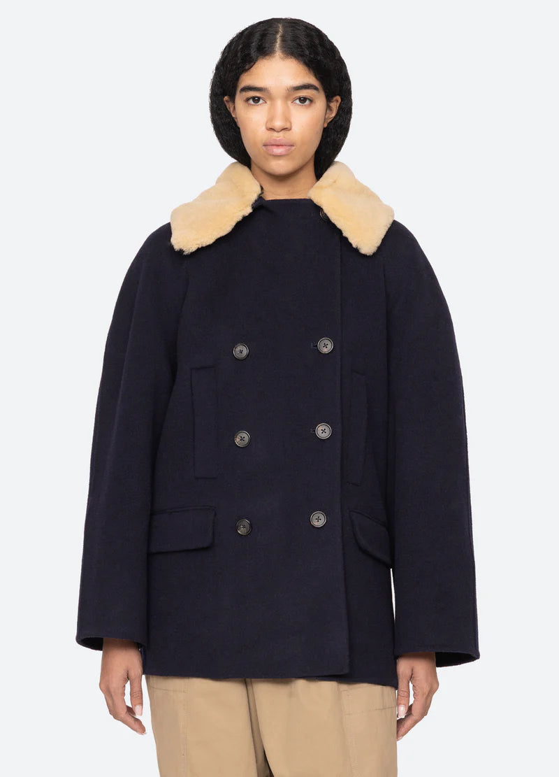 Sea-NY Astra Pea Coat - Navy