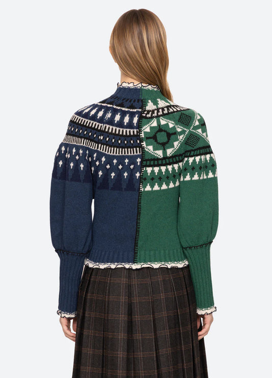 Sea-NY Linea Fair Isle Zip-Front Cardigan - Multi