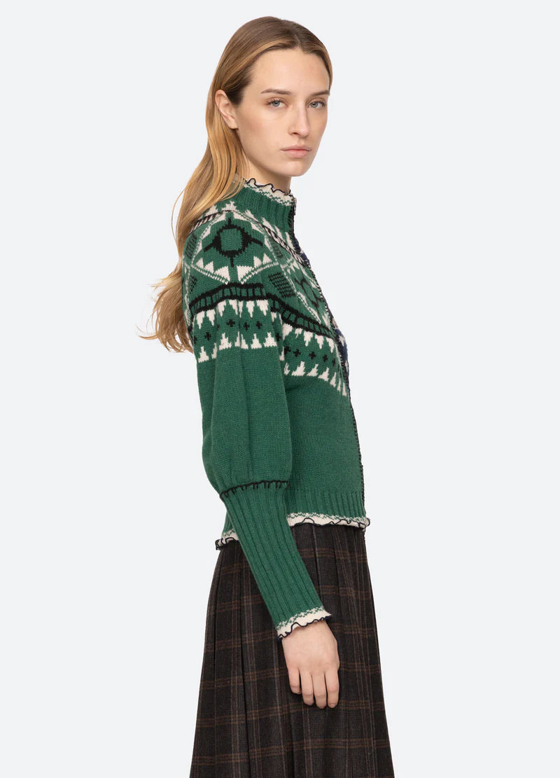 Sea-NY Linea Fair Isle Zip-Front Cardigan - Multi