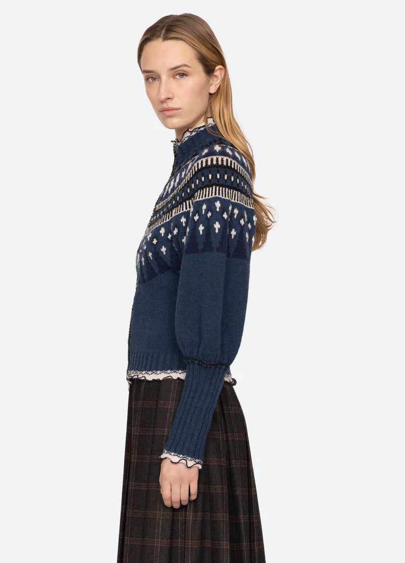 Sea-NY Linea Fair Isle Zip-Front Cardigan - Multi