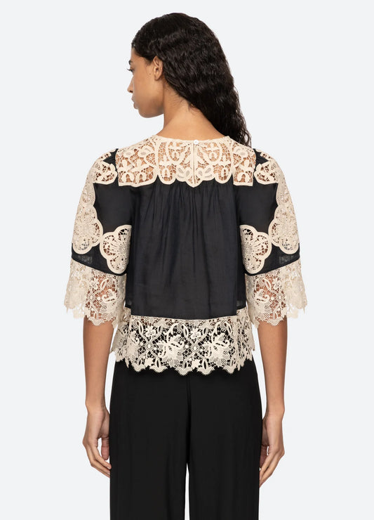 Sea-NY Medina Lace Top - Black