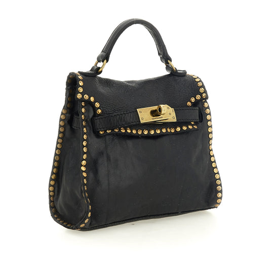 Campomaggi Ginevra Crossbody Bag with Kura Studs - Black