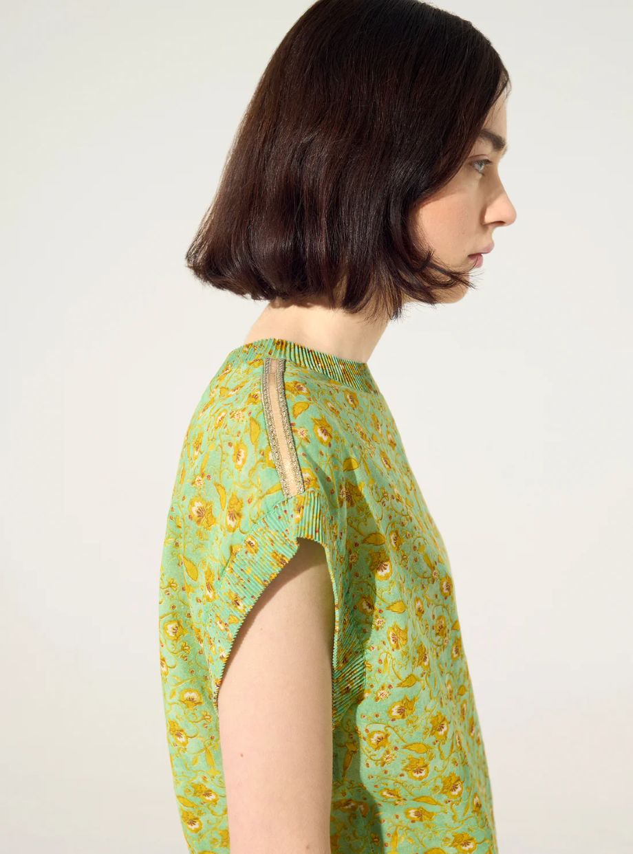 Cotélac Amanda Pleated Top - Green