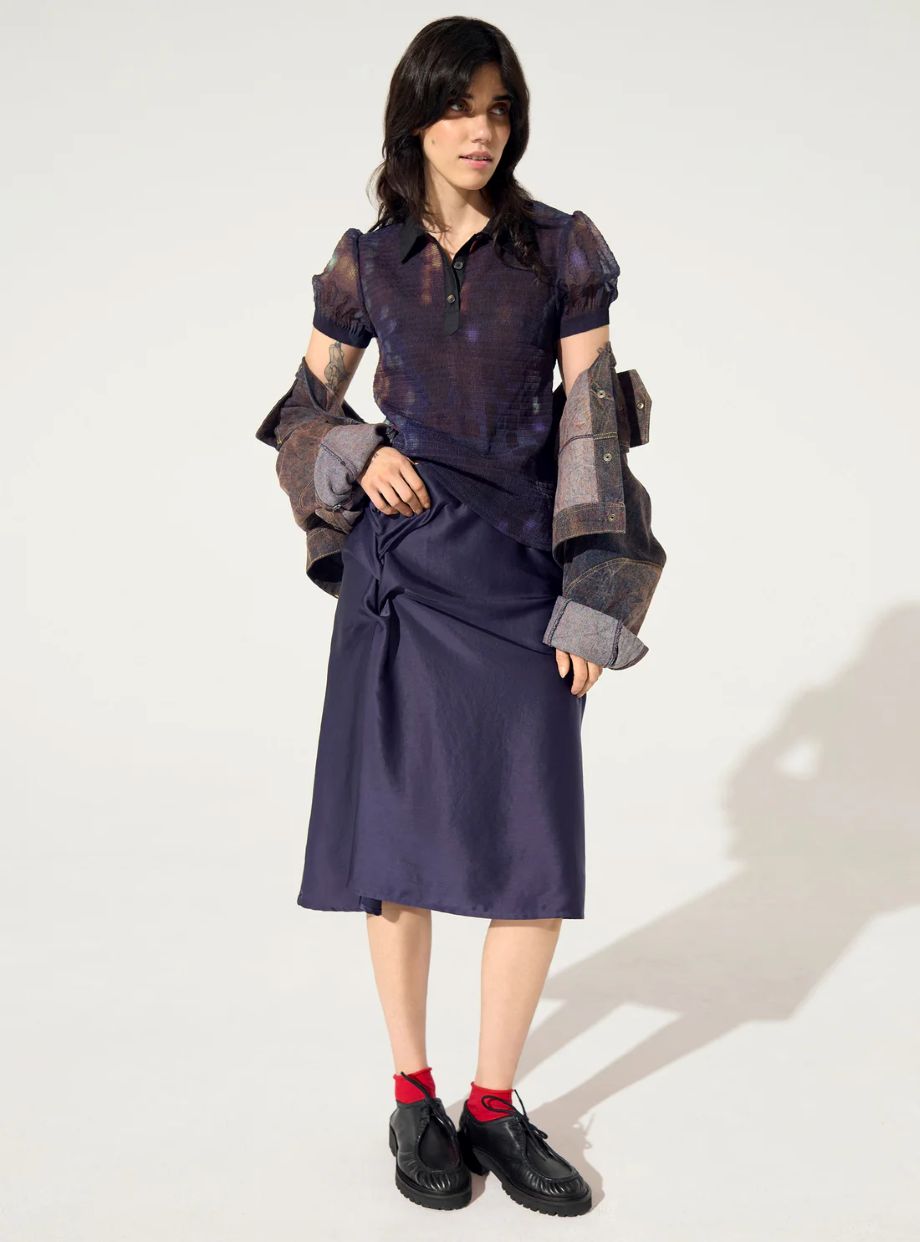 Cotélac Pleated Polo Shirt - Cassis