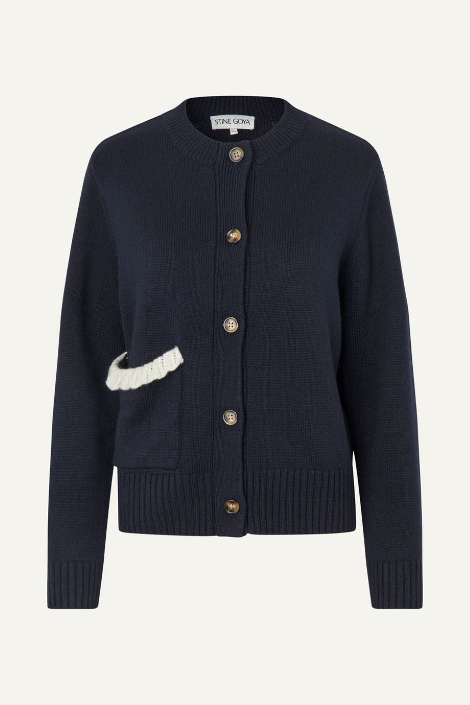Stine Goya Lucky Horse Crewneck Cardigan - Navy