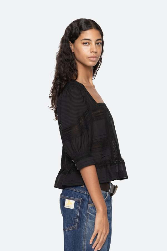 Sea-NY Franca Lace Top - Black