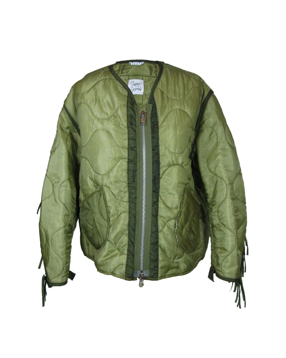 Sloppy Seconds Military Liner Jacket with Fringe - Green