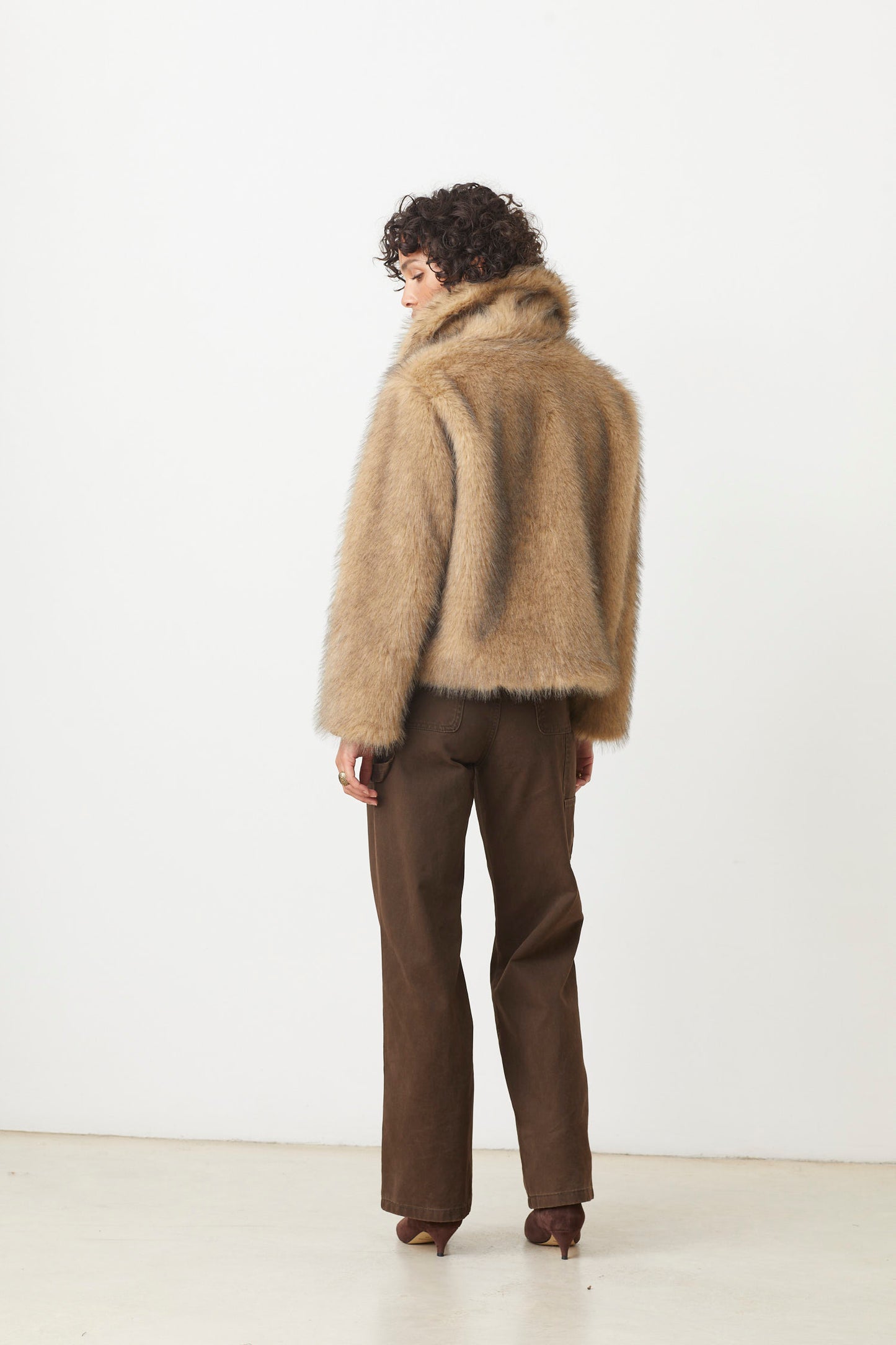 Suncoo Egon Faux Fur Jacket - Beige