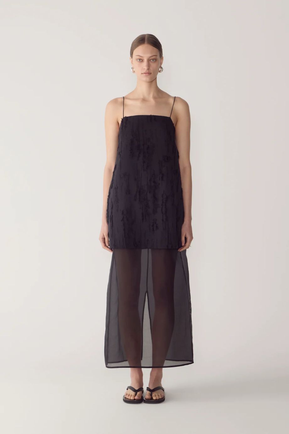 Foemina Hermione Frayed Jacquard Dress - Black