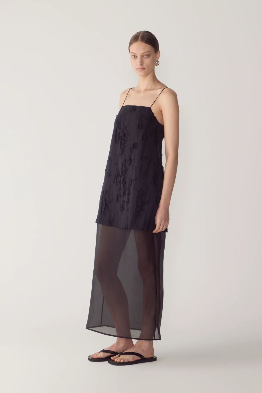 Foemina Hermione Frayed Jacquard Dress - Black