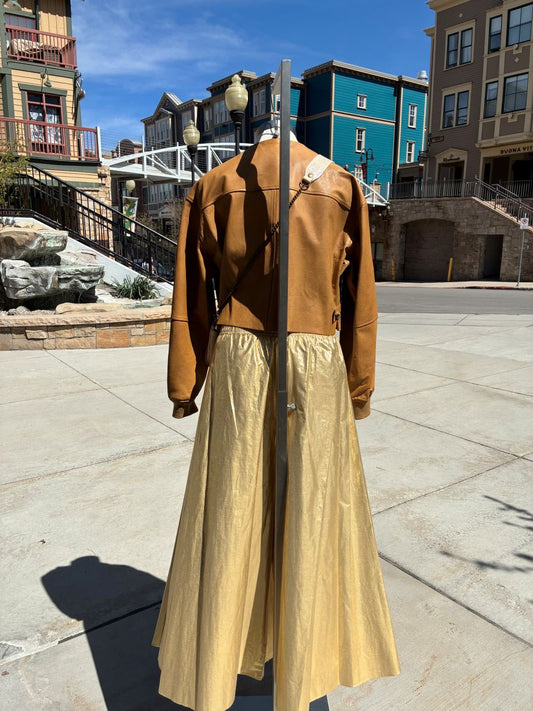 Alysi Cropped Vintage Leather Jacket - Caramel