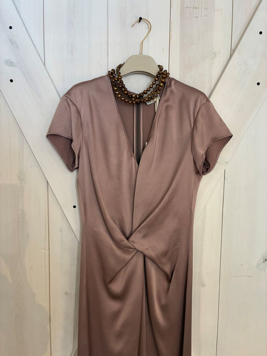 Alysi V-Neck Satin Dress - Choco