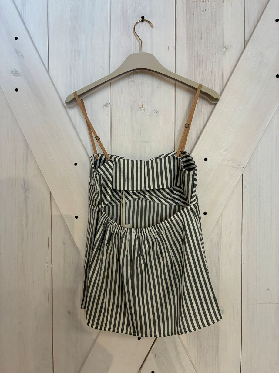 Alysi Bustier Camisole Colorful Stripes - Sage