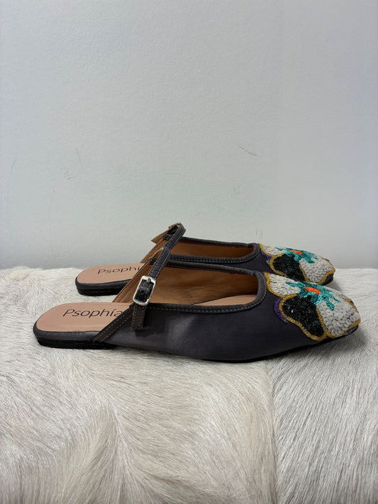 Psophia Open Back Sequined Ballerina - Taupe