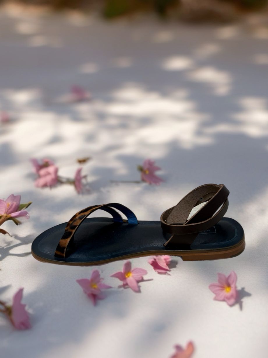 Marco Delli Elba Strappy Sandal - Leopard Pony