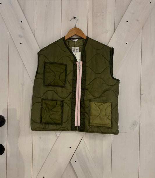 Sloppy Seconds Liner Vest - Olive/Pink