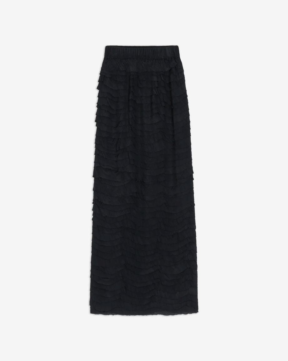 Alysi Midi Skirt with Ruffles - Black