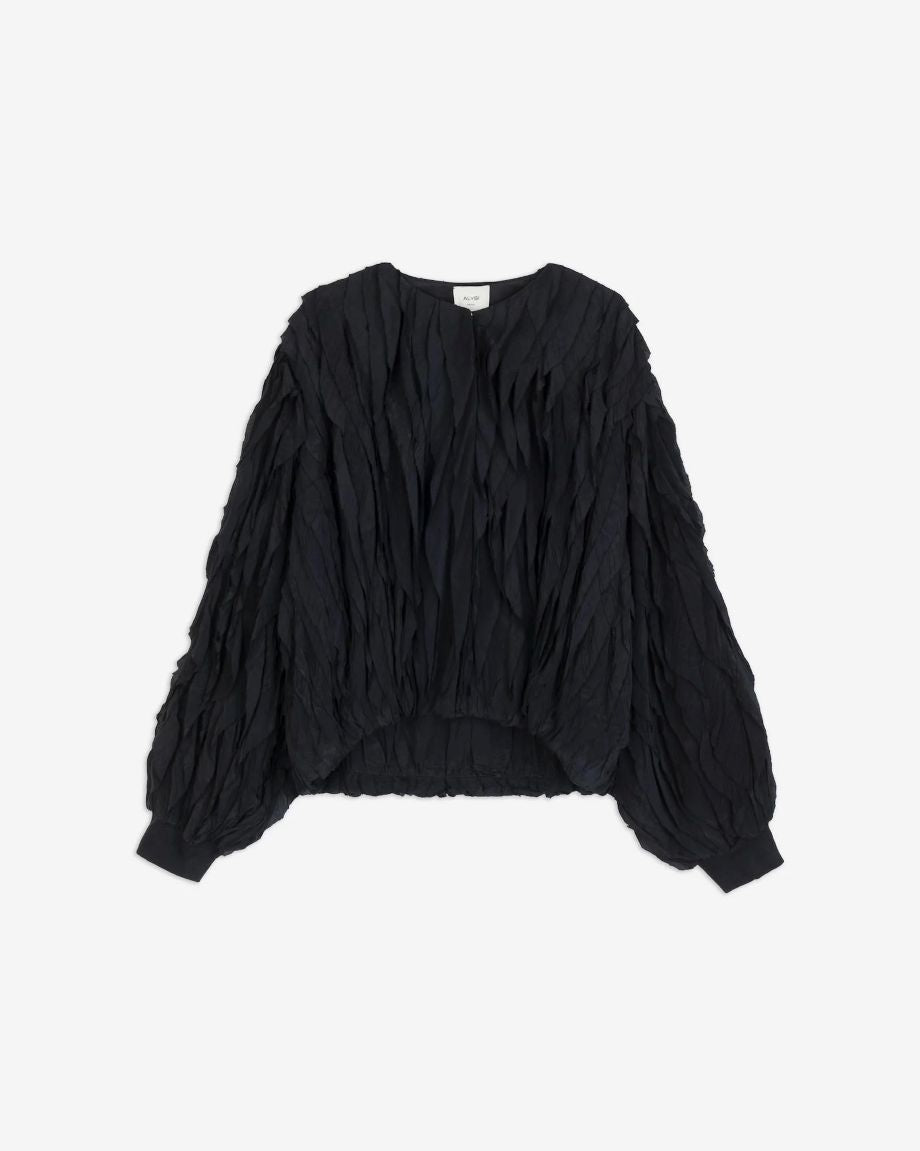 Alysi Bomber Jacket with Ruches - Black