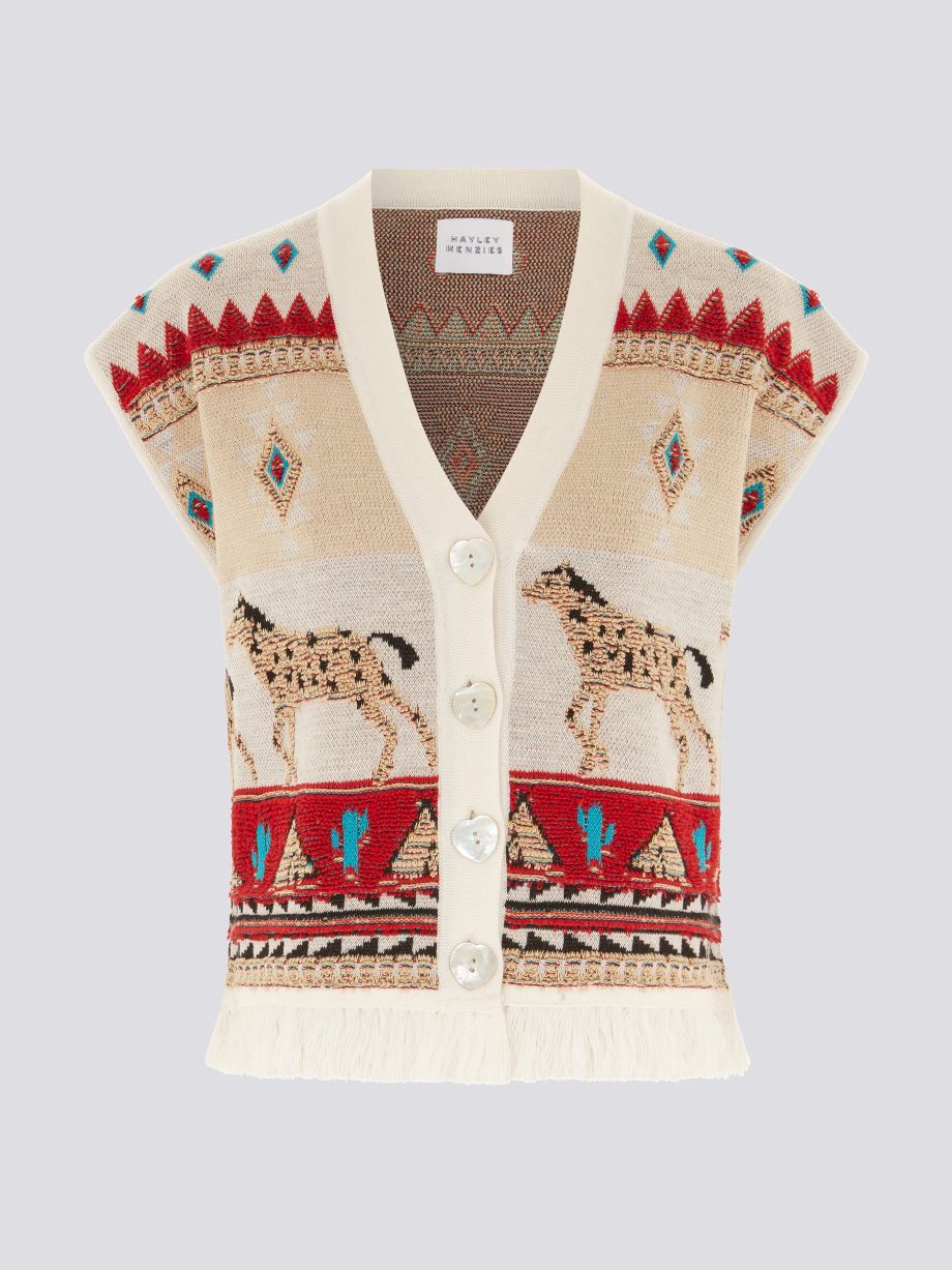 Hayley Menzies Nomadic Tapestry Waistcoat - Cream