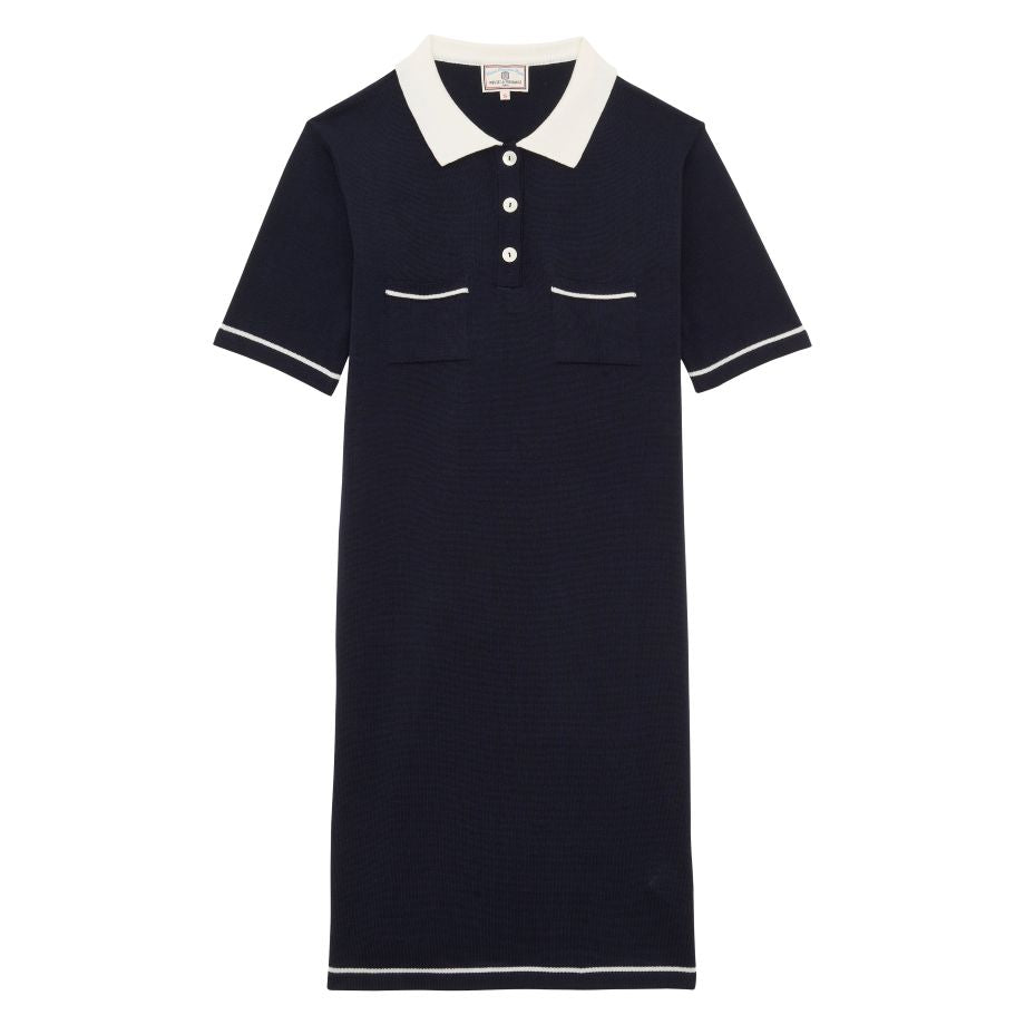 Ines de la Fressange Clarisse Polo Dress - Navy/Ecru