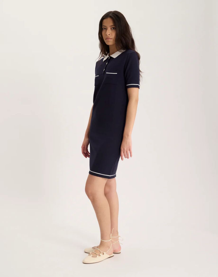 Ines de la Fressange Clarisse Polo Dress - Navy/Ecru