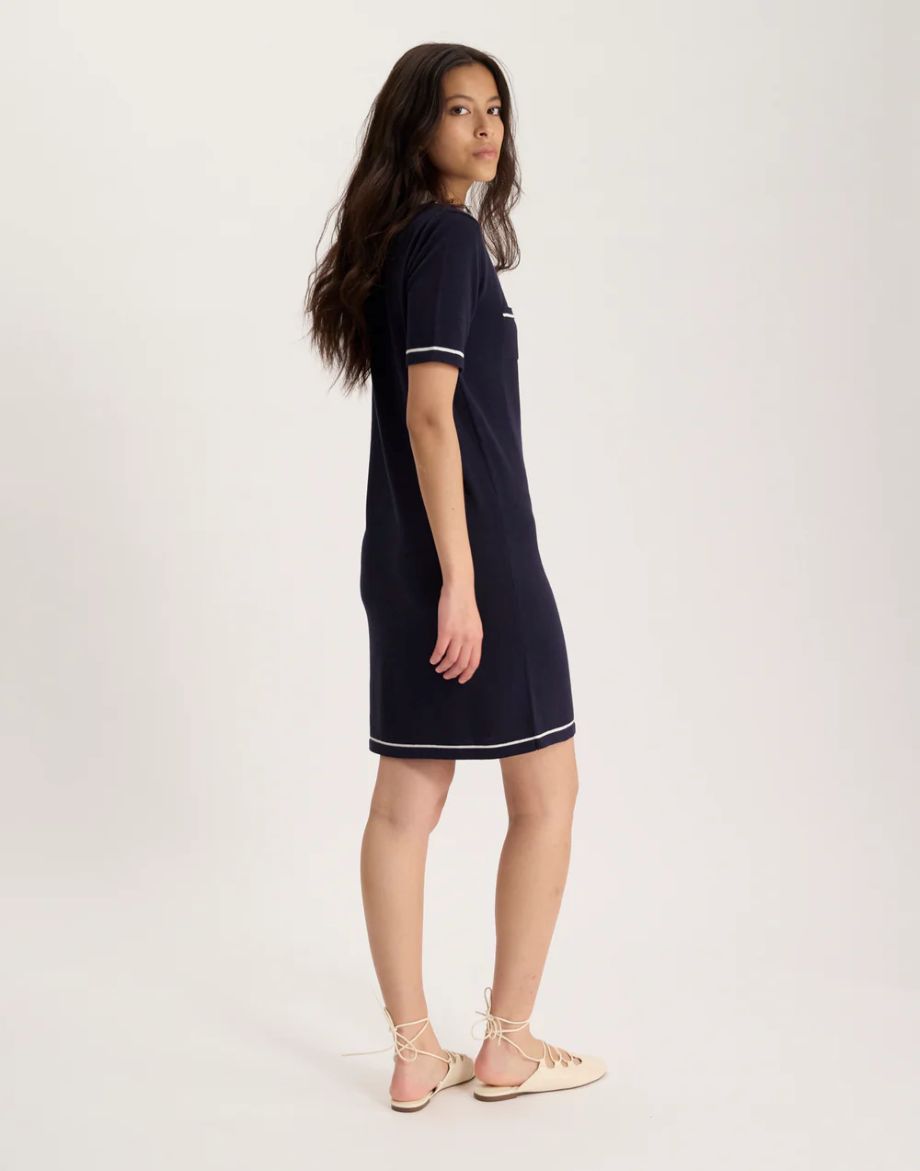 Ines de la Fressange Clarisse Polo Dress - Navy/Ecru