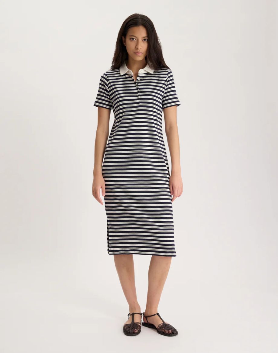 Ines de la Fressange Romane Polo Dress - Navy/Ecru