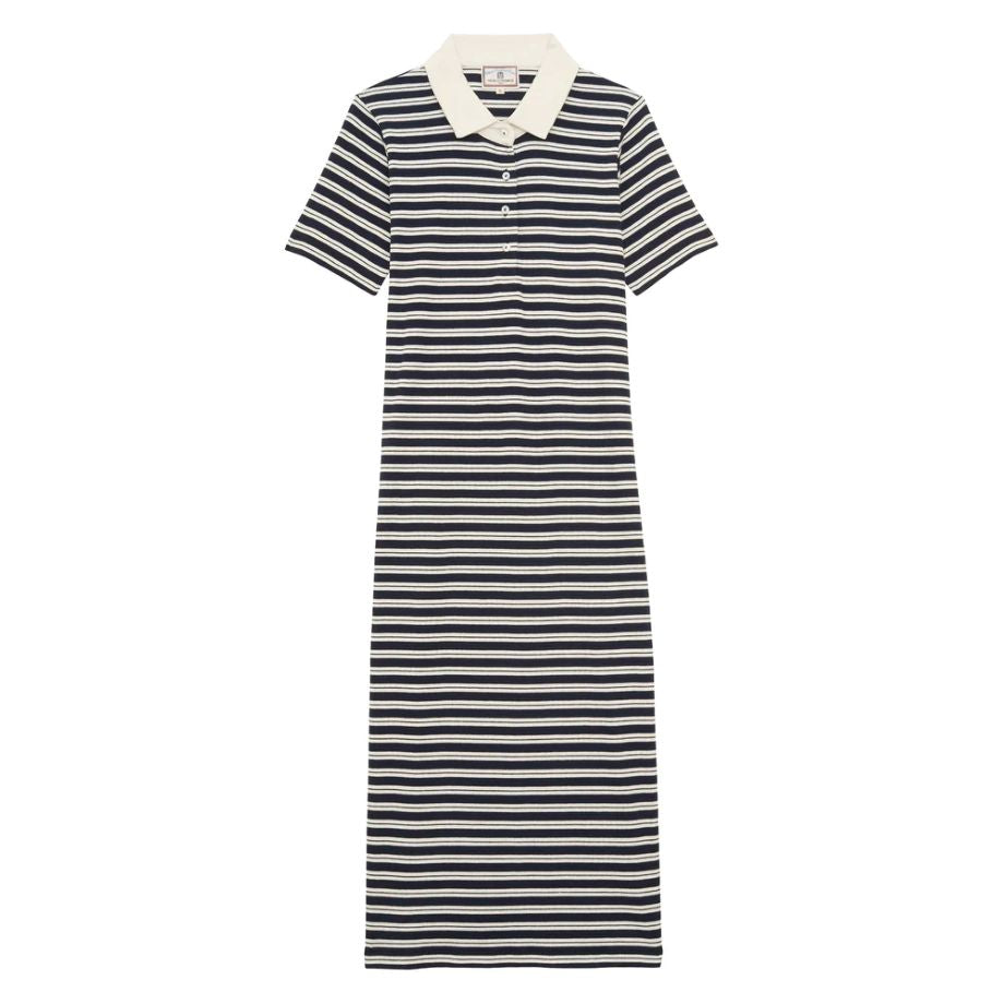 Ines de la Fressange Romane Polo Dress - Navy/Ecru