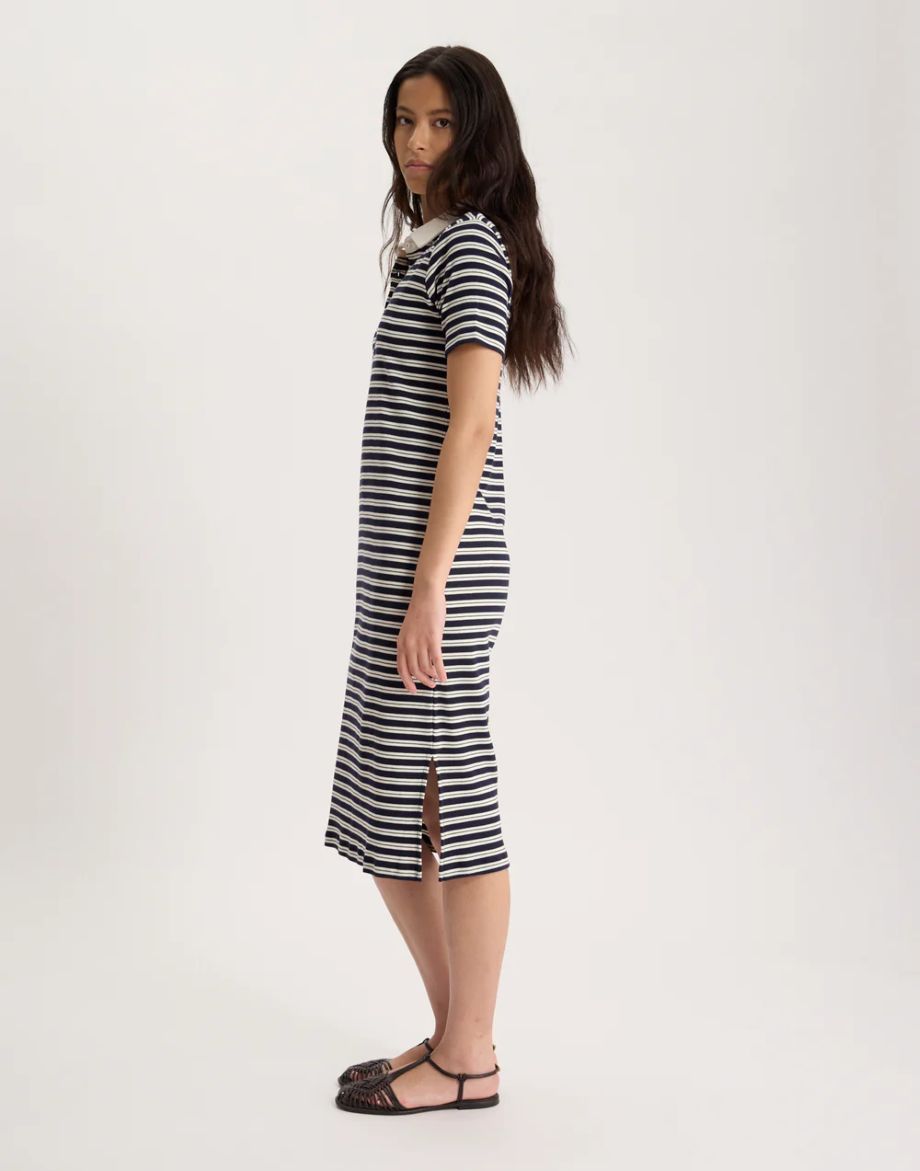 Ines de la Fressange Romane Polo Dress - Navy/Ecru