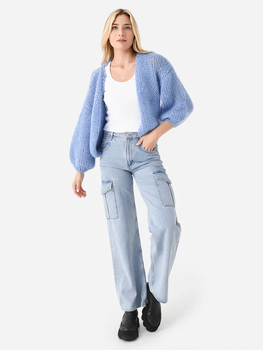 Maiami Mohair Bomber Cardigan - Powder Blue