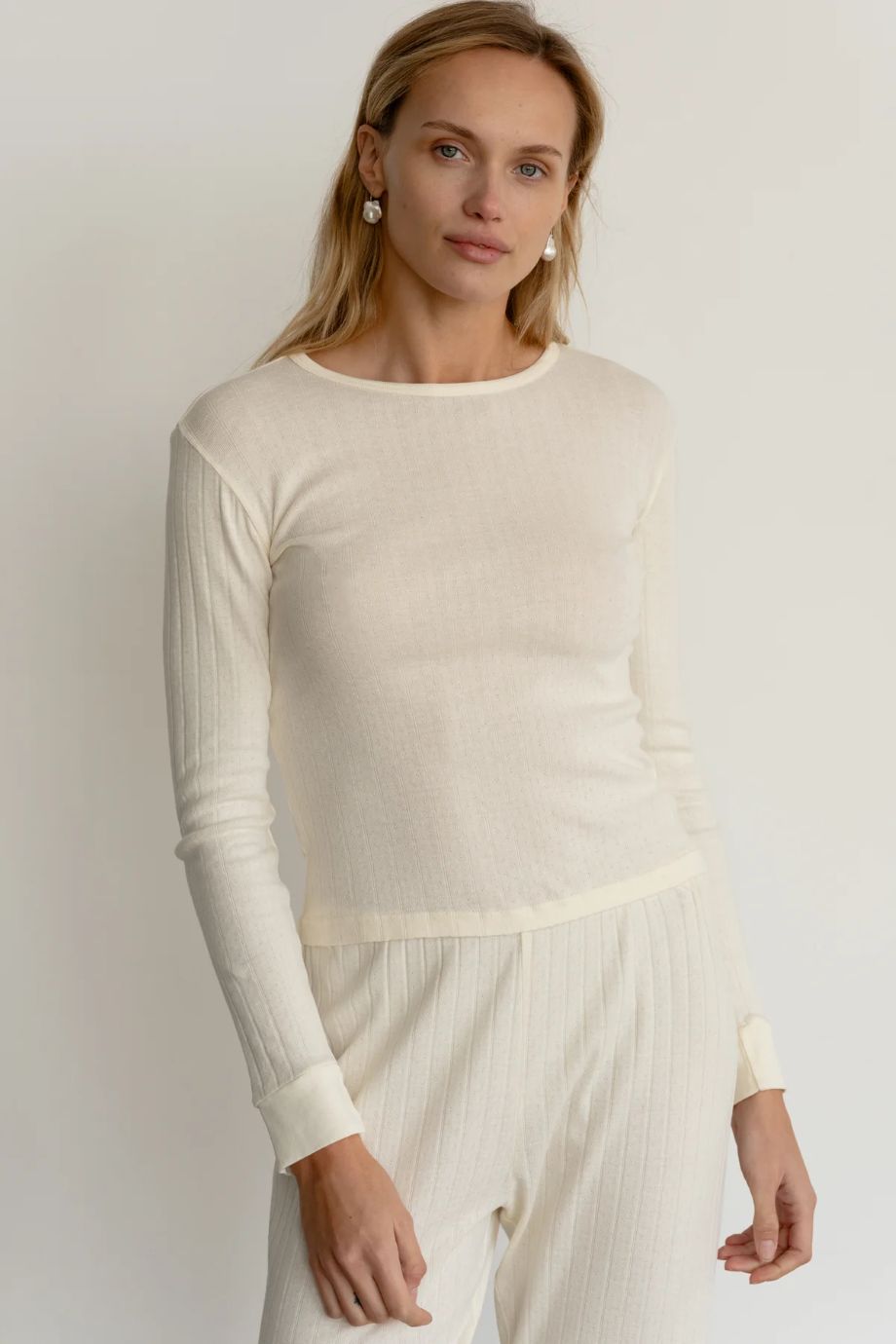DONNI. Pointelle Long Sleeve - Cream