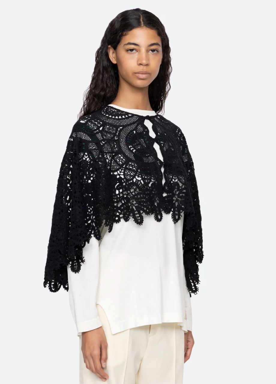 Sea-NY Alina Lace Cape - Black