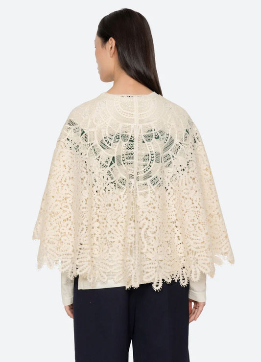 Sea-NY Alina Lace Cape - Cream
